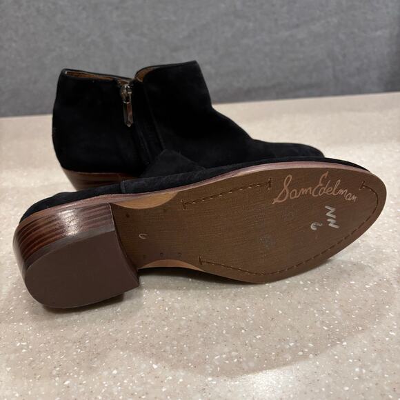 Sam Edelman Women Size 6 Black Suede Side Zip Casual Preppy Ankle Bootie Boots - Picture 5 of 9